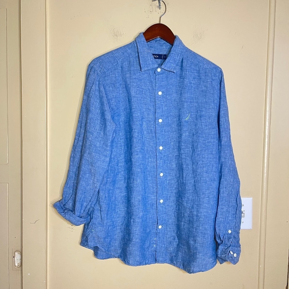 Linen Nautica Chambray Blue Shirt